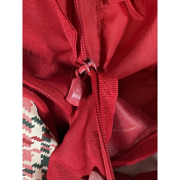 Burton Red Houndstooth Backpack Padded Straps School Bag Laptop Snowboard - Picture 11 of 11